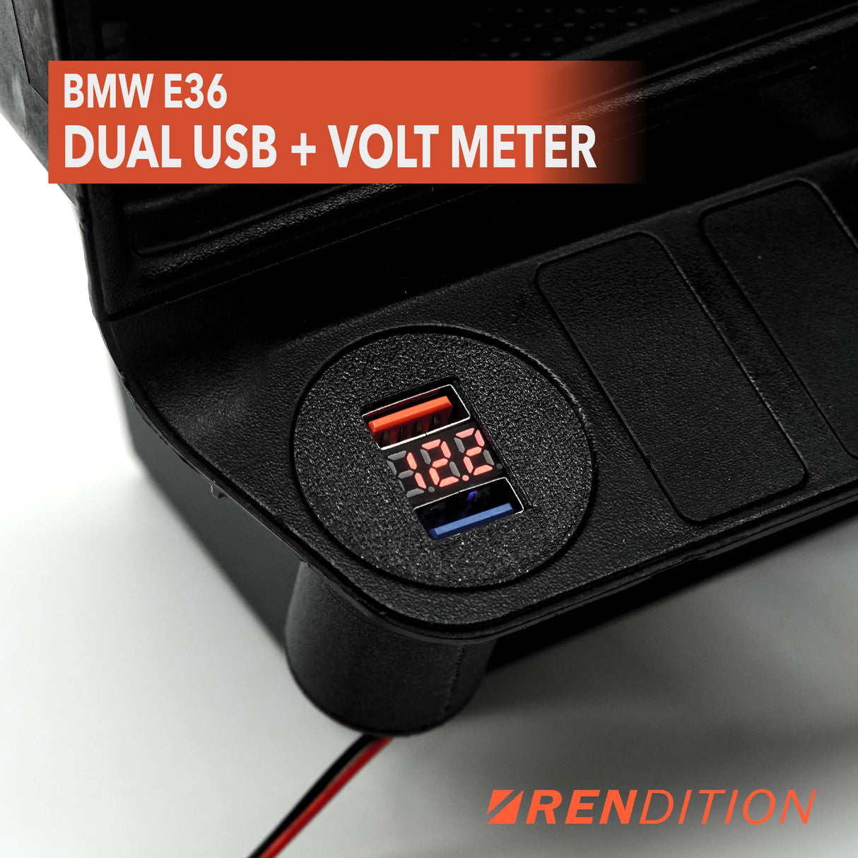 BMW E36 DUAL USB + VOLT METER CIGARETTE LIGHTER REPLACEMENT - K2 Industries