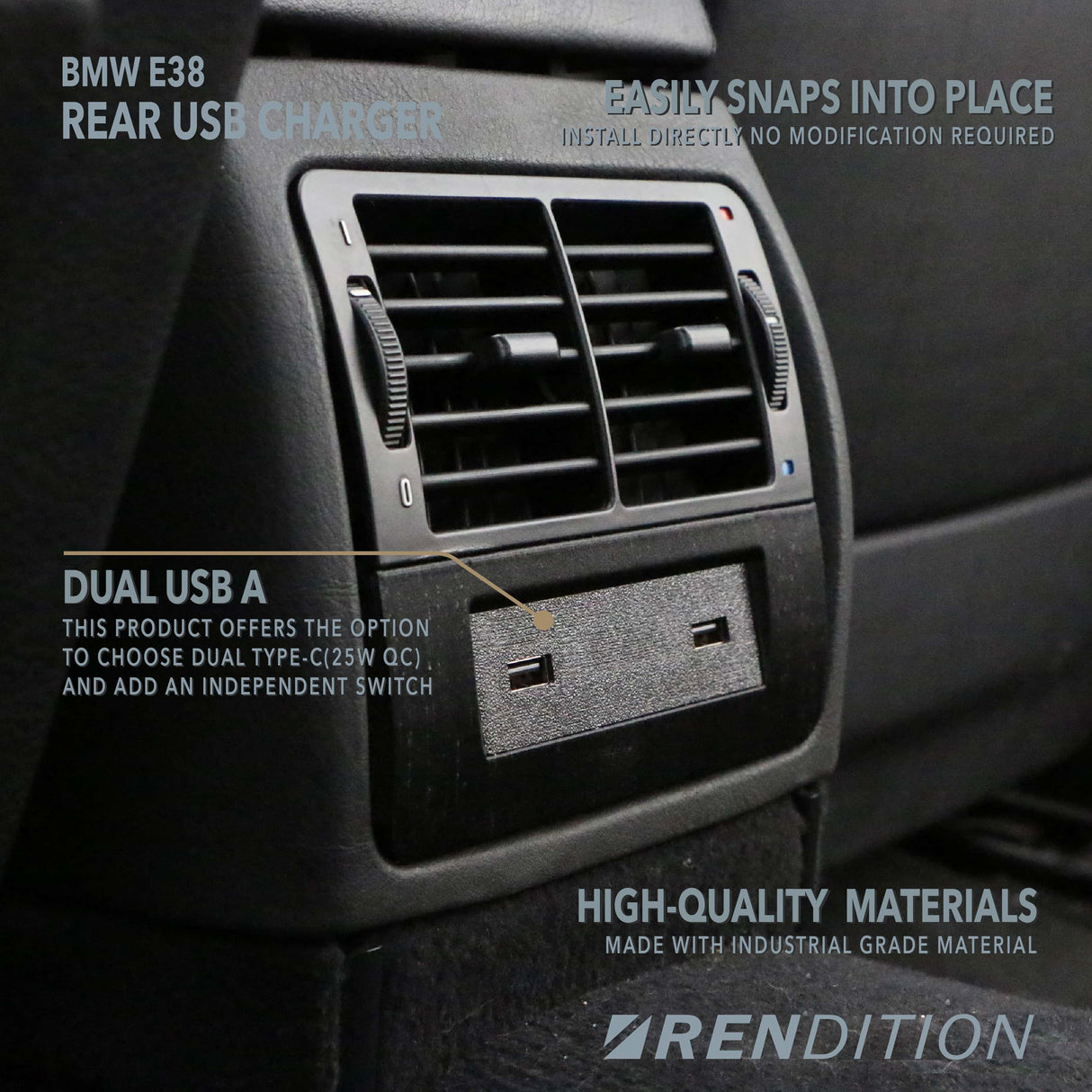 BMW E38 REAR USB CHARGER - K2 Industries