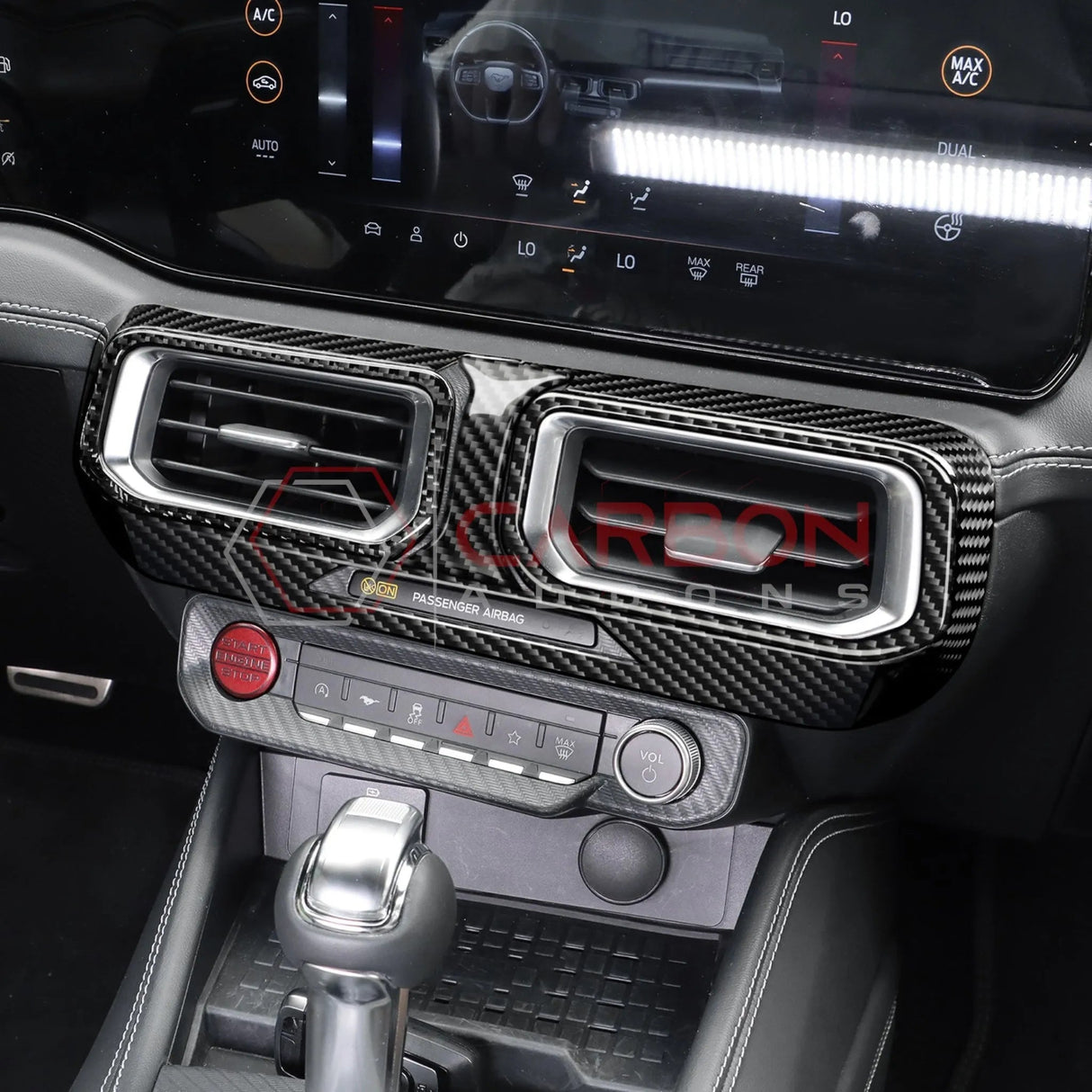 2024+ S650 Mustang Real Carbon Fiber Dash Center AC Vents Trim Overlays