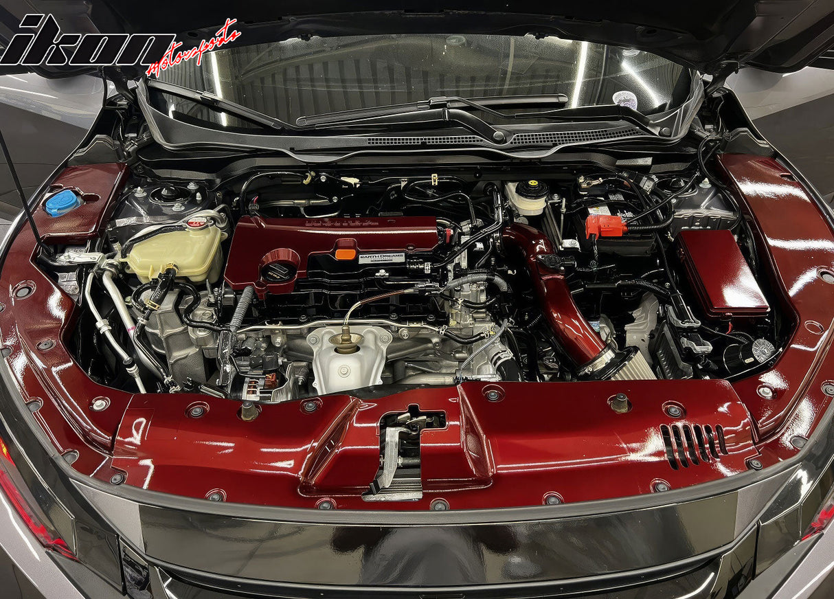 2016-2020 Honda Civic Unpainted Black Engine Bay Side Panel Covers ABS