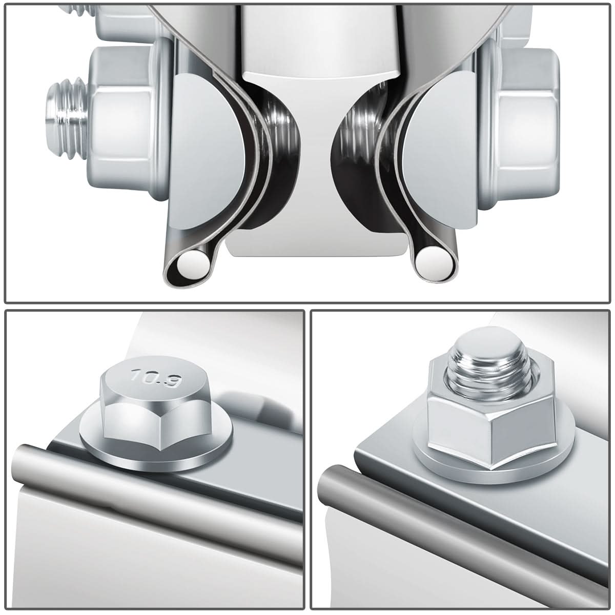 2.25" Lap Joint Exhaust Band Clamp 2-Piece Kit Stainless Steel