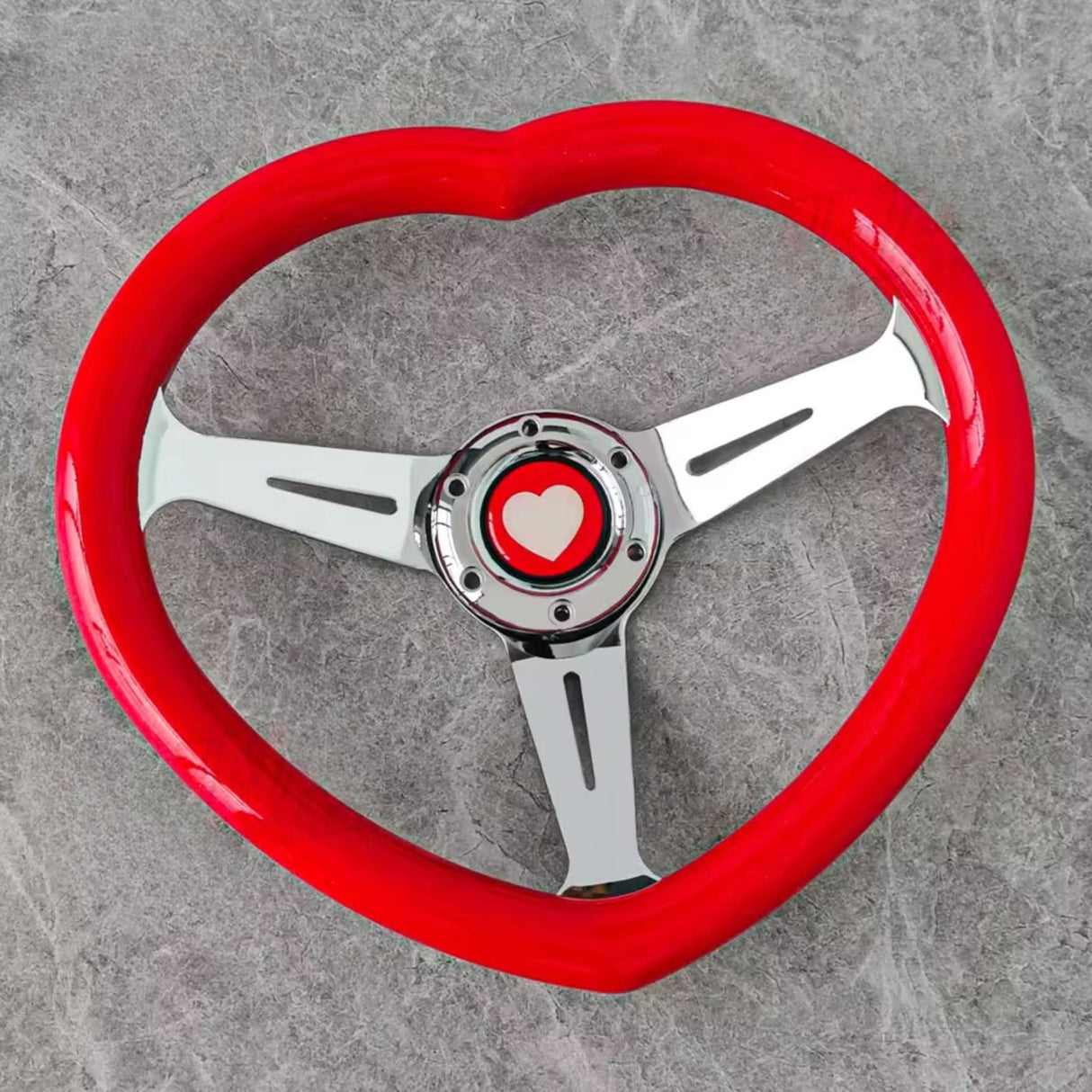 JDM Chrome Bracket Heart Shaped Steering Wheel