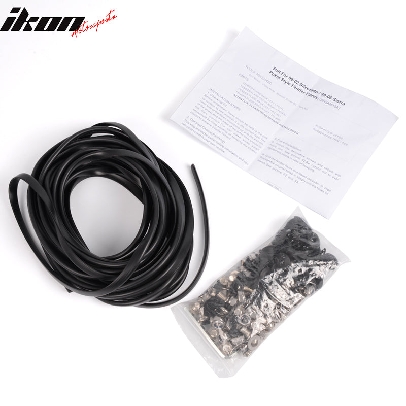 1999-2007 Chevy Silverado GMC Sierra Pocket Rivet Black Fender Flares