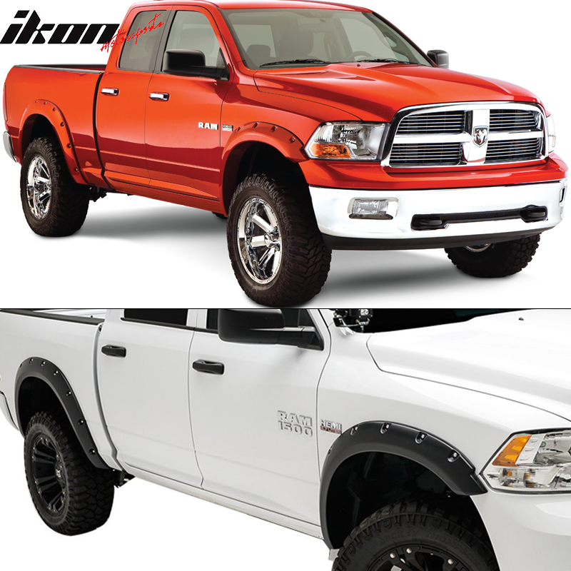 2009-2018 Dodge Ram 1500 Pocket Rivet Black Side Fender Flares PP 4PCS