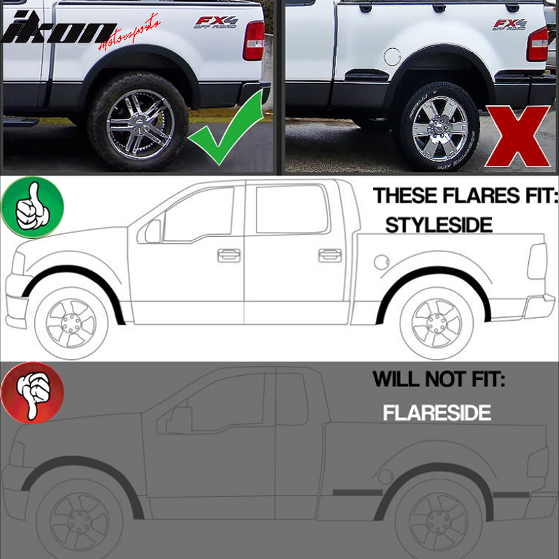 2004-2008 Ford F150 Styleside 5.5 6.5 8Ft Bed Fender Flare Wheel Cover