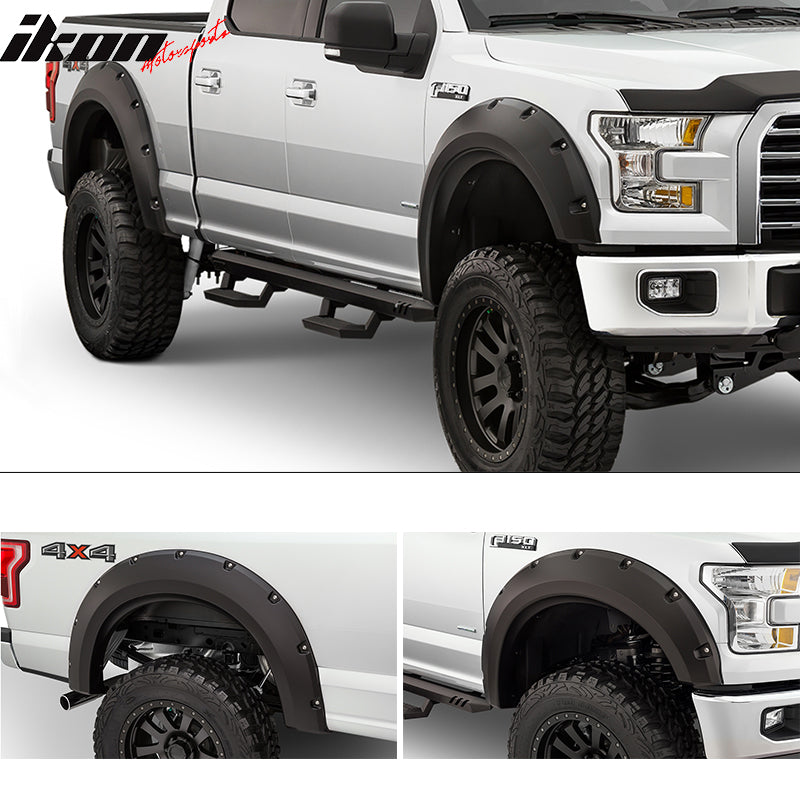 2015-2017 Ford F-150 Black Wheel Fender Flares Cover Body Kit
