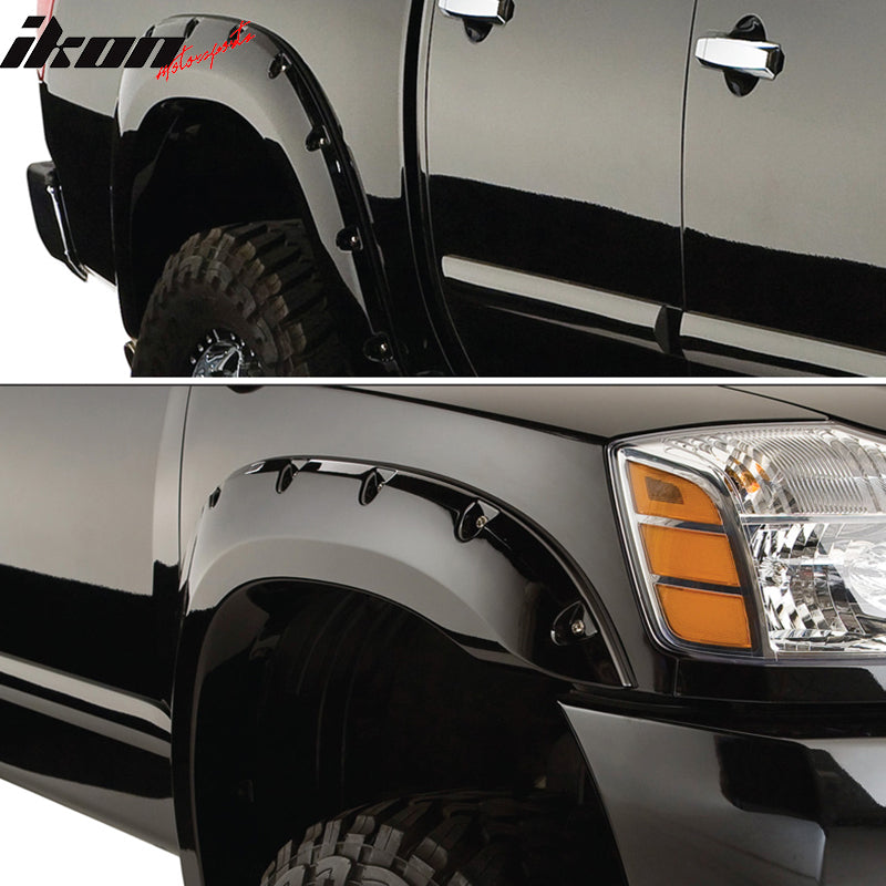 2004-2015 Nissan Titan Pocket Rivet Unpainted Smooth Fender Flares ABS