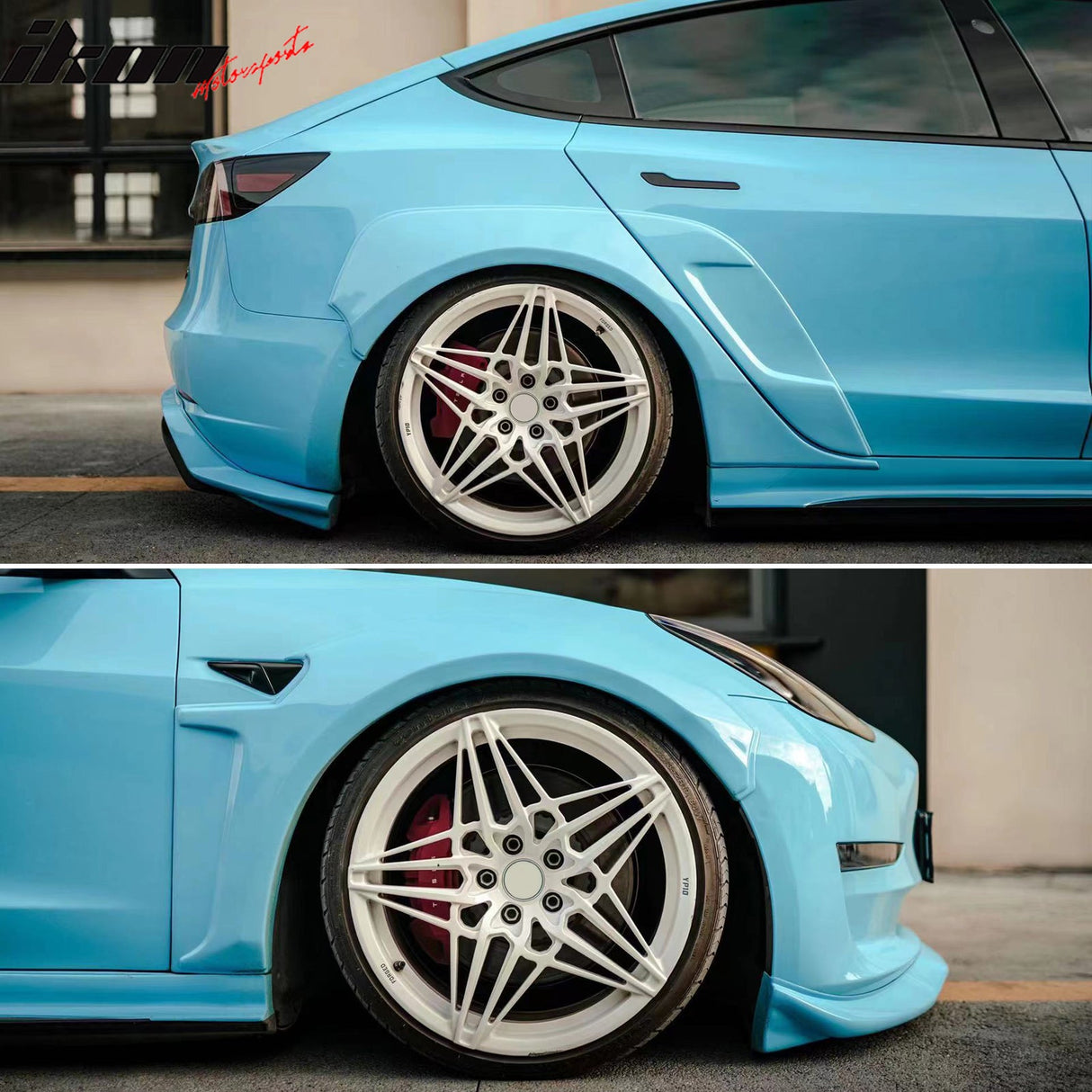 2017-2024 Tesla Model 3 IKON Fender Flares Sanded Wheel Cover ABS 6PCS