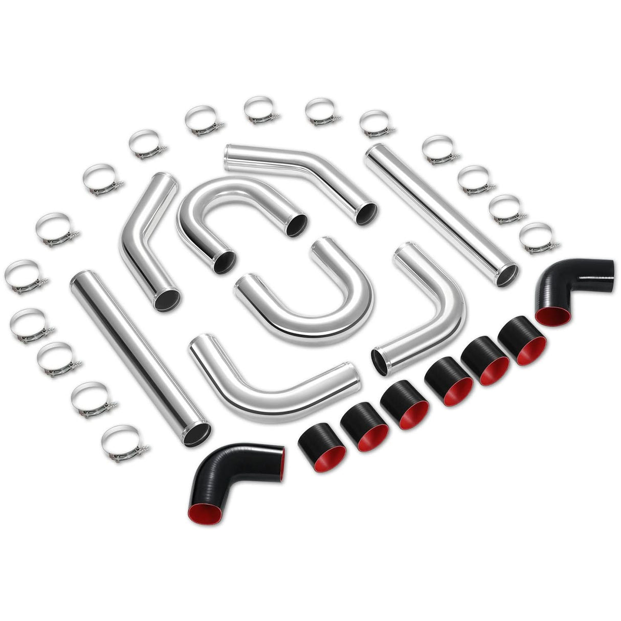 Universal 3.0" Aluminum Intercooler Piping Kit - 8 Piece Set