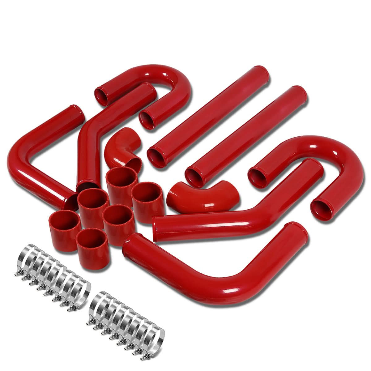 Universal 2.50" Aluminum Intercooler Piping Kit - 8 Piece w/ Hoses