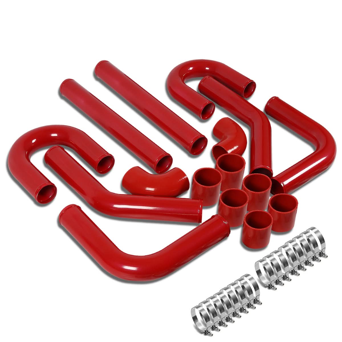 Universal 2.50" Aluminum Intercooler Piping Kit - 8 Piece w/ Hoses