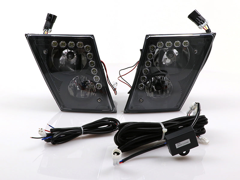 2003-2015 Volvo Vn Series Hd Truck W/Led Drl Black Fog Lights Set