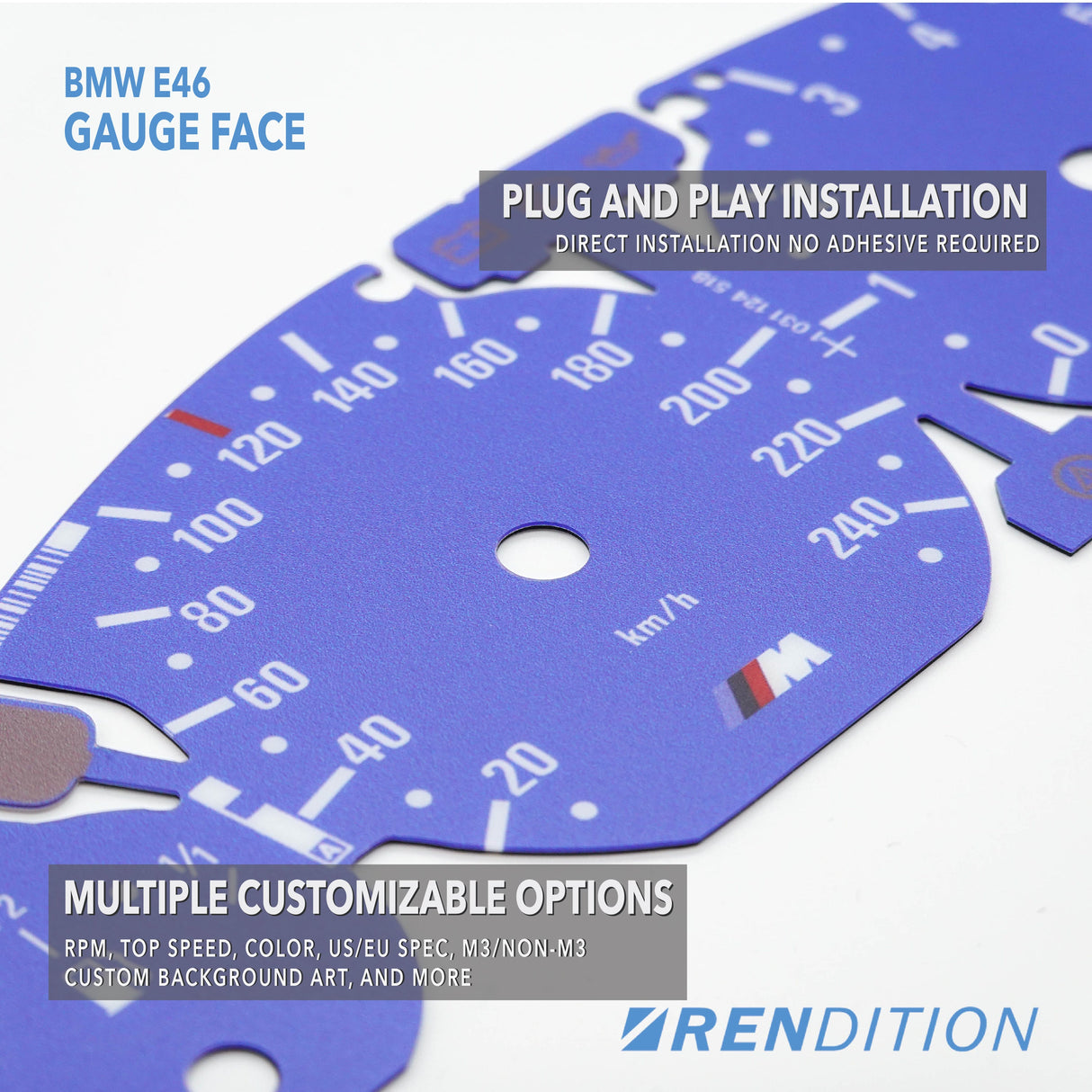 BMW E46 GAUGE FACE FOR M3 330 328 325 318 320 323 316 - K2 Industries
