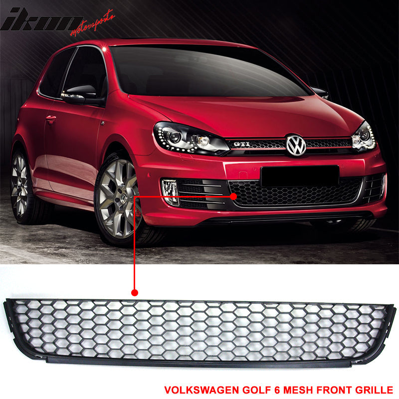 Fits 10-14 Golf MK6 Mesh Honeycomb GTI Black Front Upper+Lower Grille