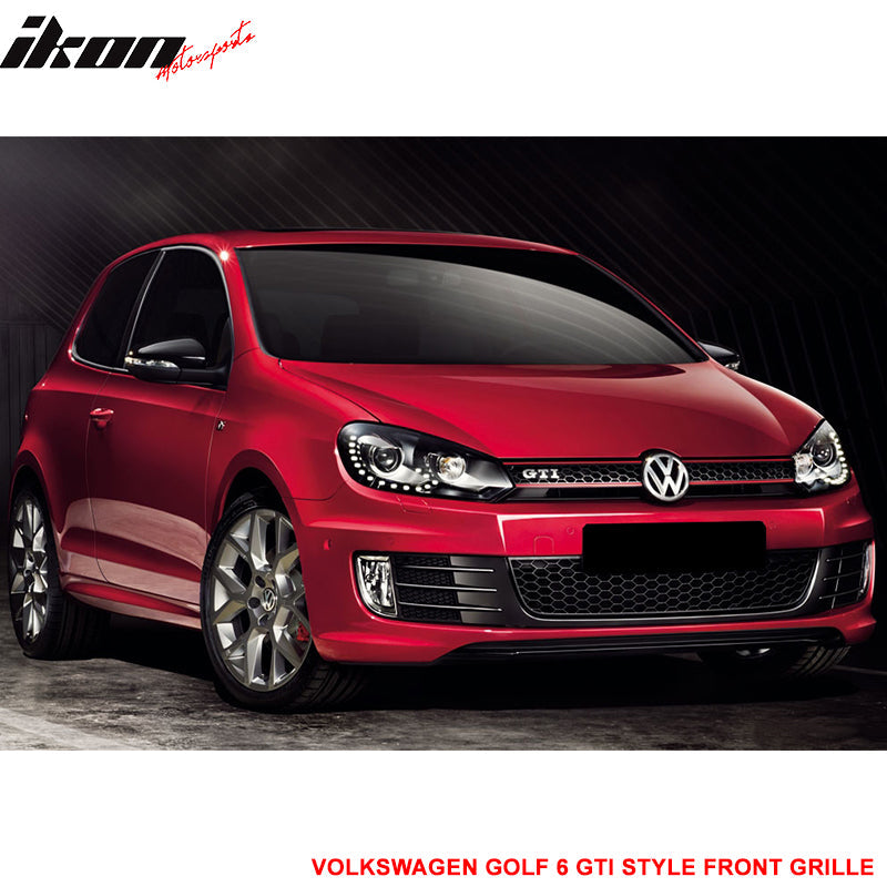 Fits 10-14 Golf MK6 Mesh GTI Black Red Front Grille Logo Base - ABS