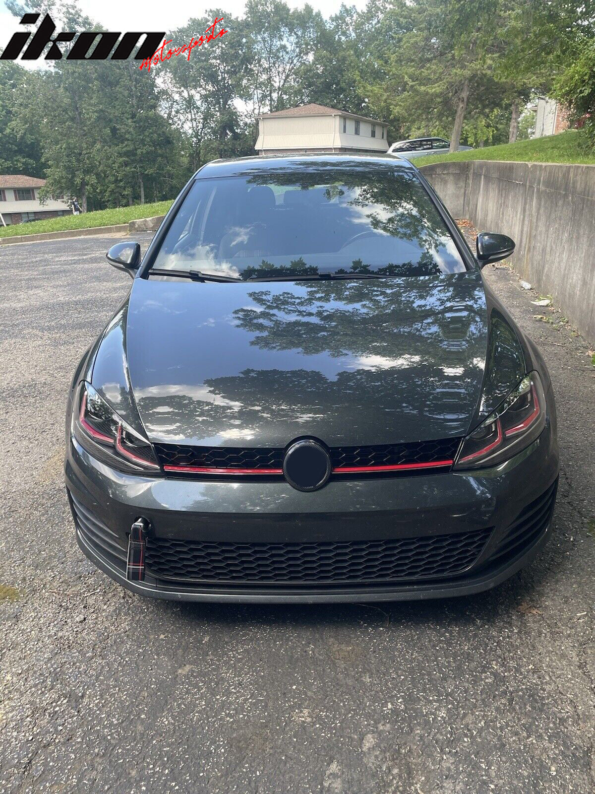 Fits 15-17 Golf MK7 Mesh GTI Red Trim Front Grille Logo Badge Base