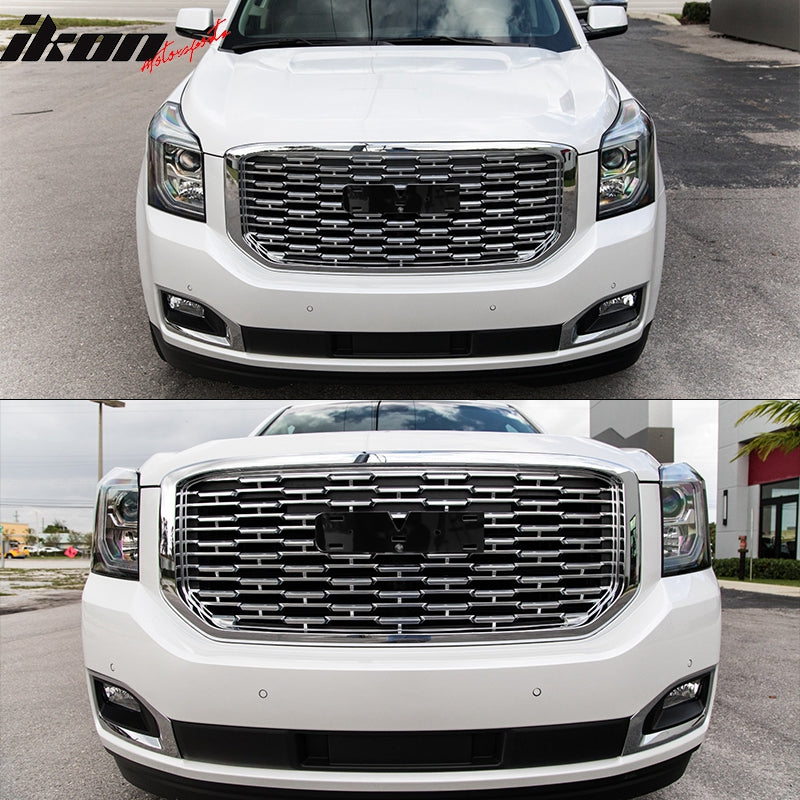 2015-2020 GMC Yukon Denali Style Chrome Front Bumper Upper Grille ABS