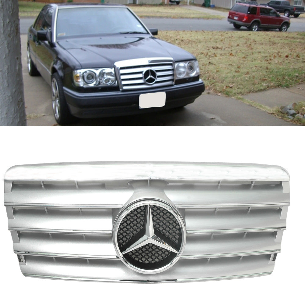 Fits 94-95 W124 CL Type Front Silver Grille ABS+Authentic Star Emblem