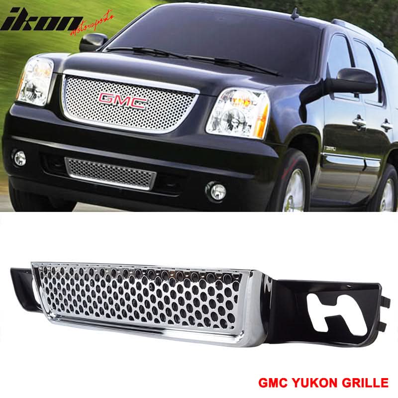 2007-2014 GMC Yukon Chrome Round Hole Mesh Style Upper + Lower Grille