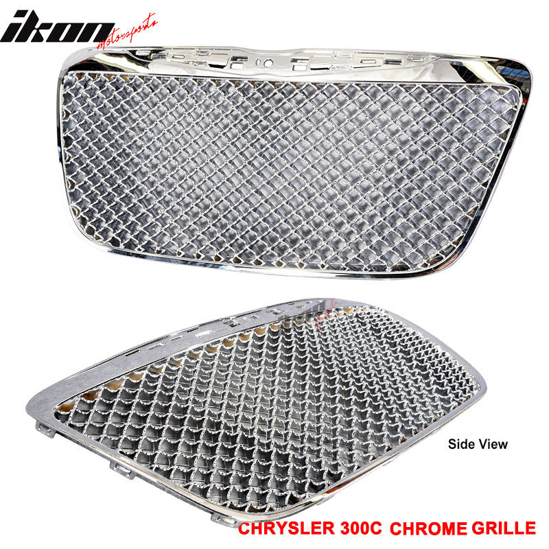 2011-2014 Chrysler 300 300C B Style Chrome Front Mesh Grille ABS