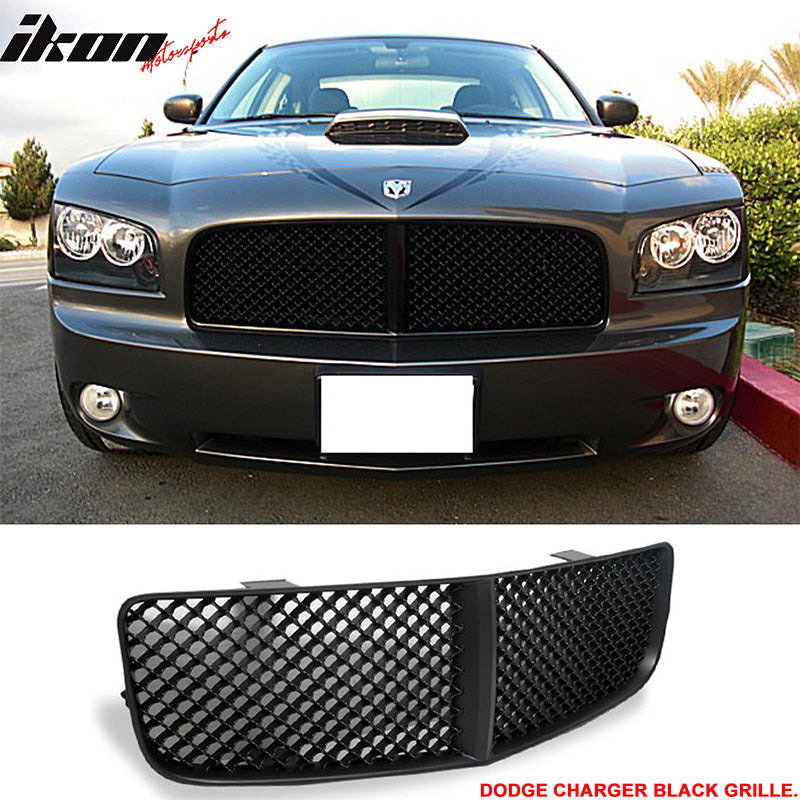 2006-2010 Dodge Charger OE Style Unpainted Front Bumper Lip + Grill PU