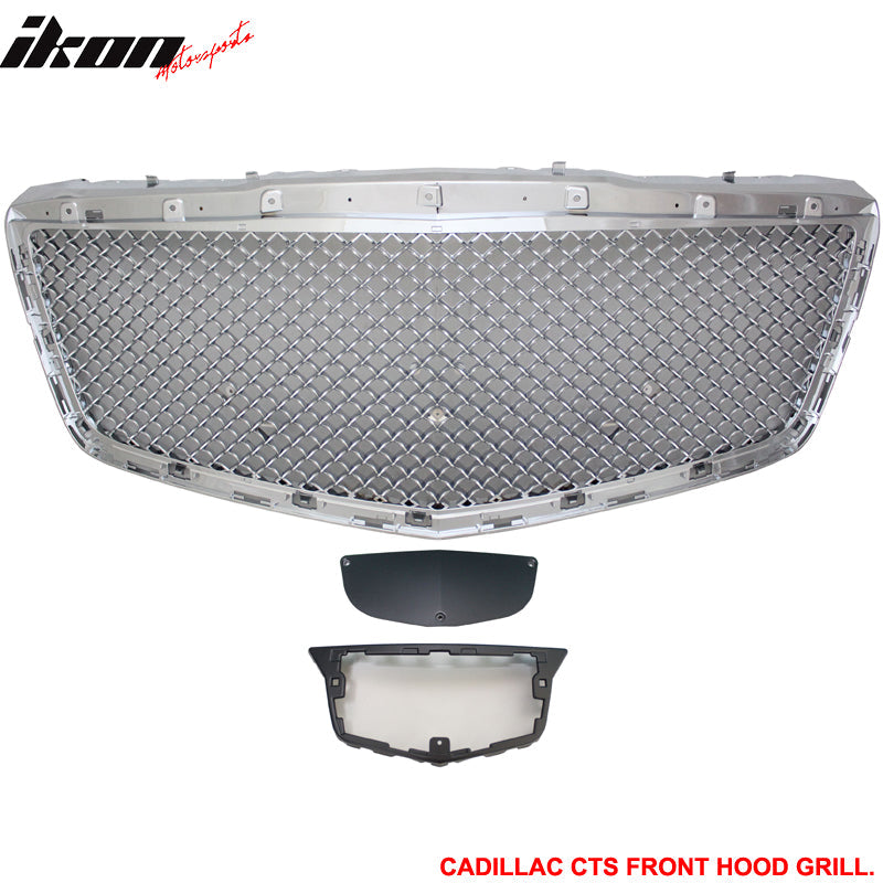 2014-2019 Cadillac CTS Sedan B Style Chrome Front Hood Grille ABS
