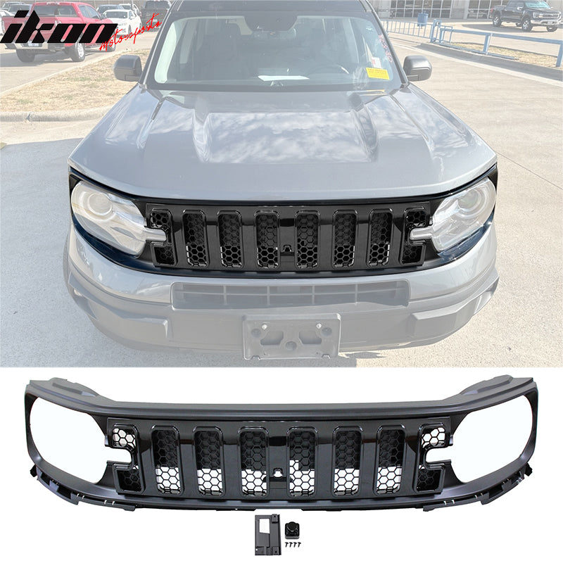 2021-2025 Ford Bronco Sport Grille Upper Guard Gloss Black Mesh Grill