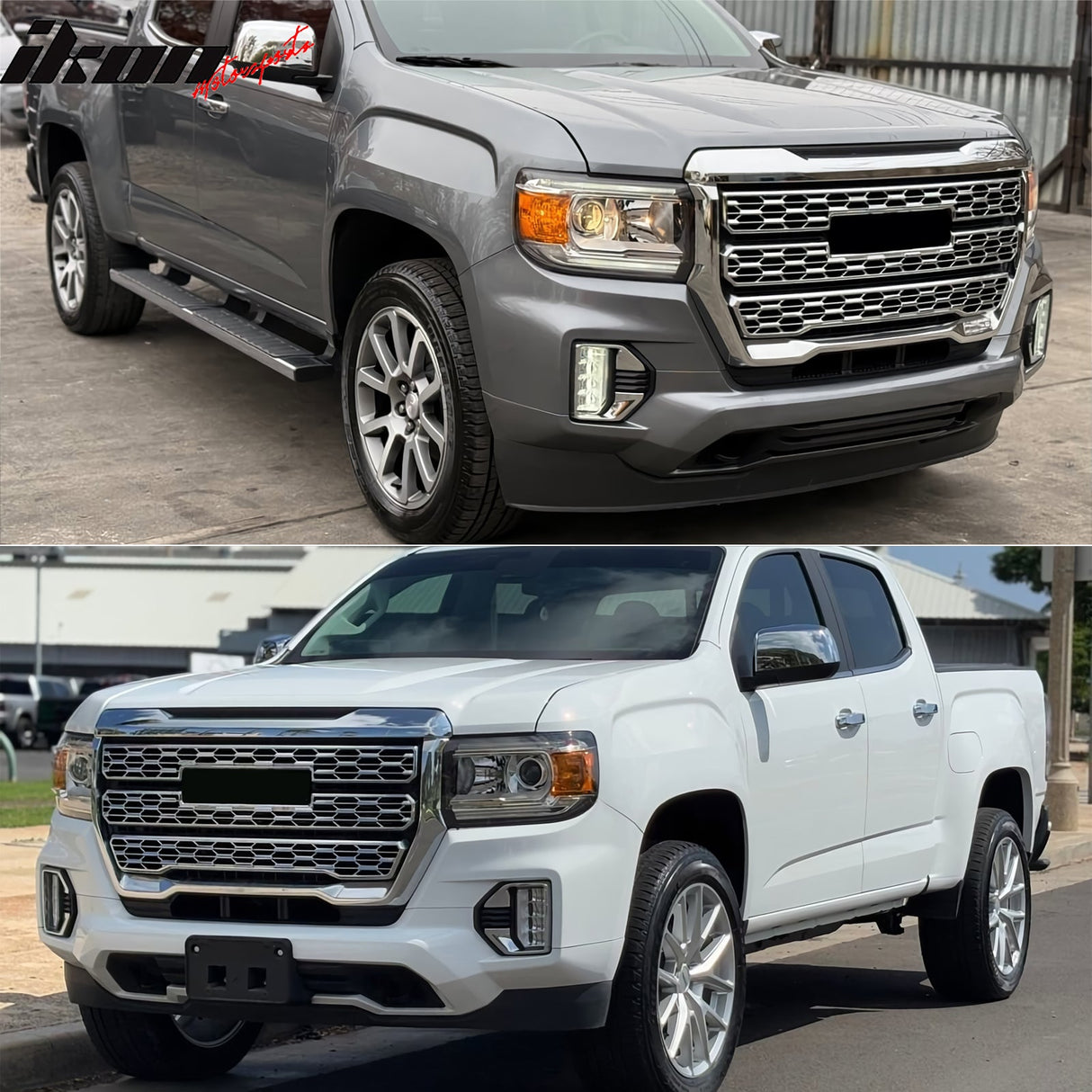 2021-2022 GMC Canyon Denali Style Black Front Bumper Upper Hood Grille