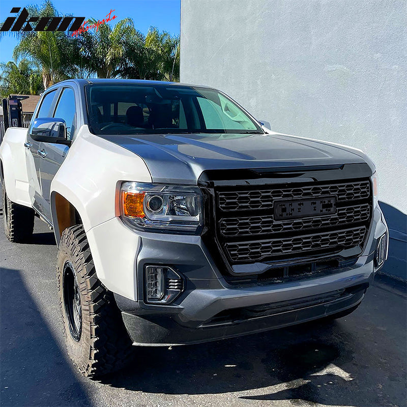 2021-2022 GMC Canyon Denali Style Gloss Black Front Bumper Hood Grille