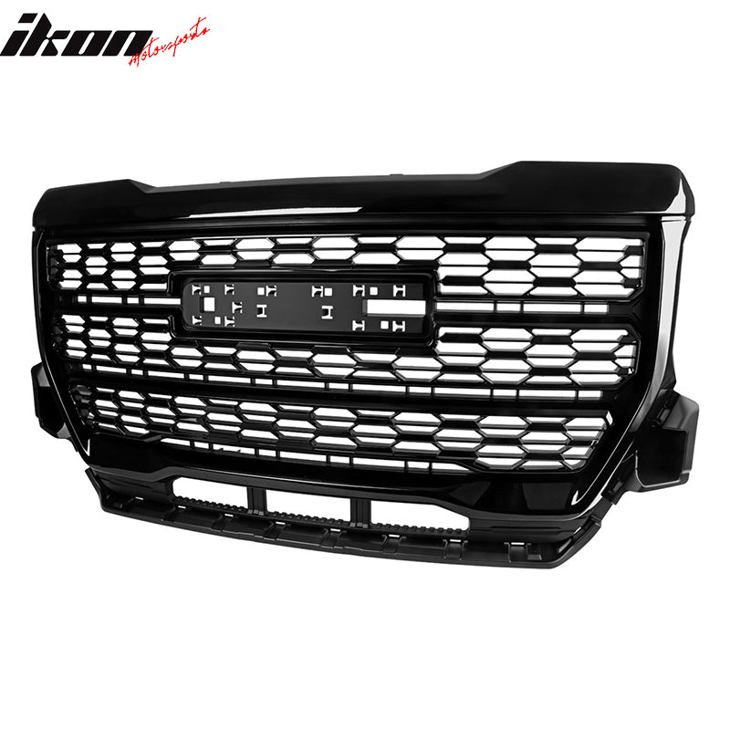 2021-2022 GMC Canyon Denali Style Gloss Black Front Bumper Hood Grille
