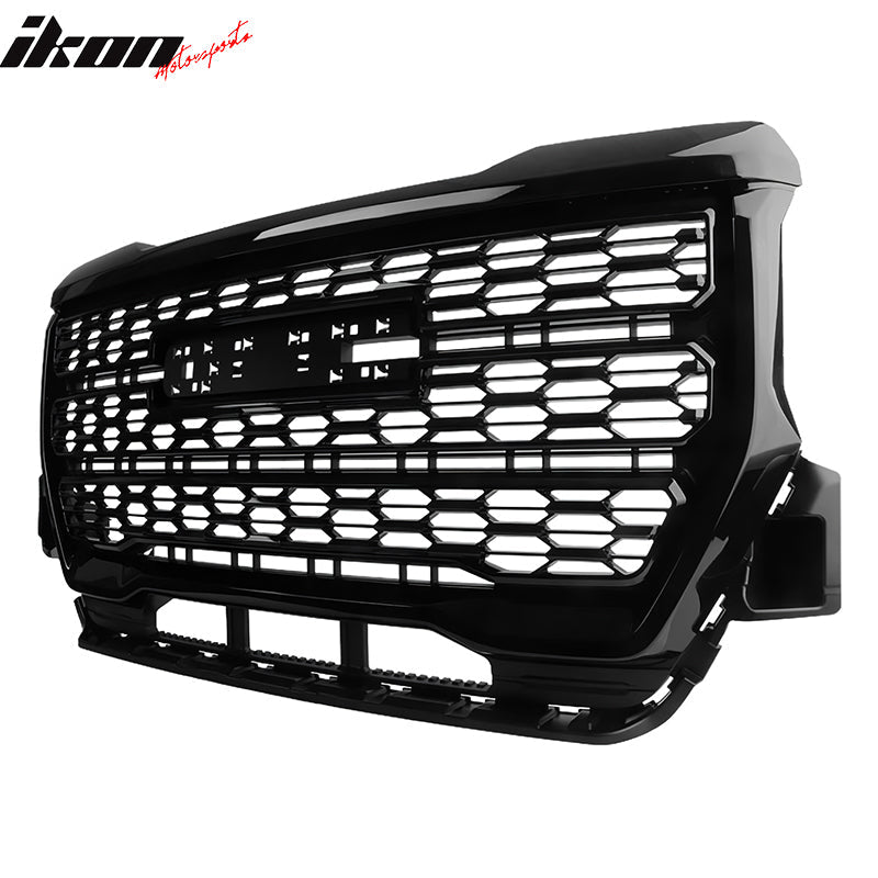 2021-2022 GMC Canyon Denali Style Gloss Black Front Bumper Hood Grille