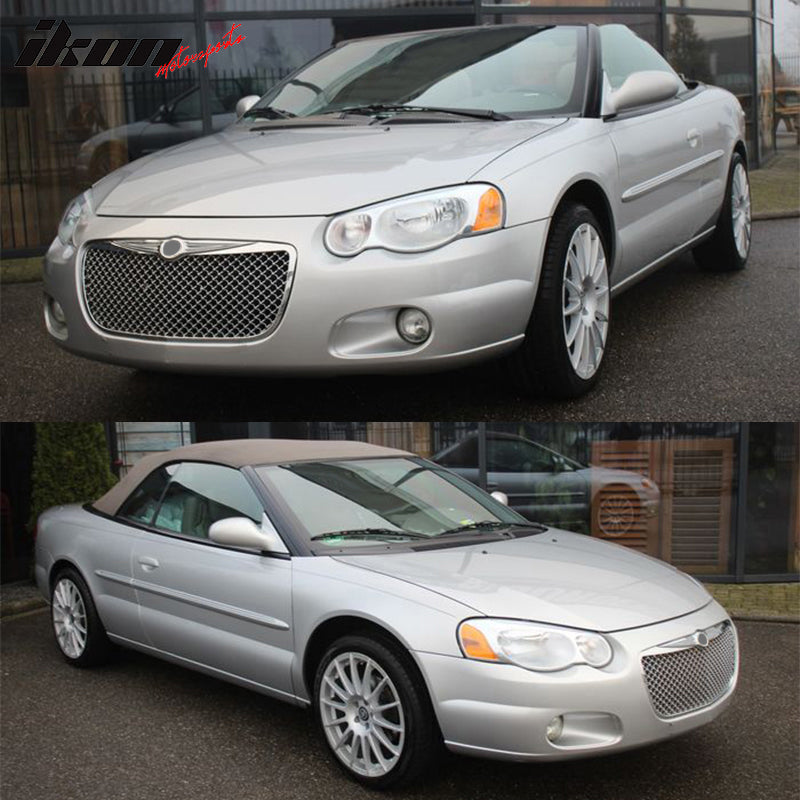 2004-2006 Chrysler Sebring Mesh Chrome Front Bumper Hood Grille ABS