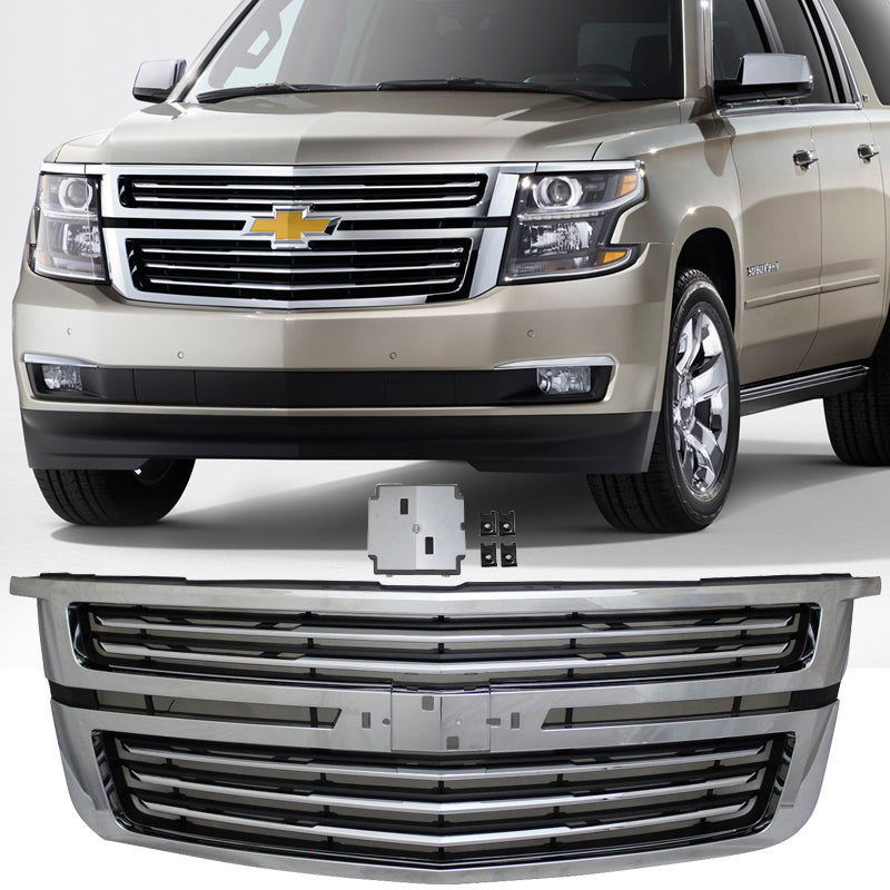 2015-2020 Chevy Tahoe LTZ Style Chrome Front Bumper Upper Grille