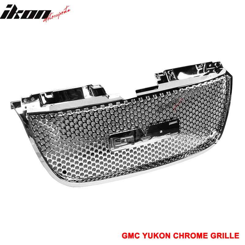 2007-2014 GMC Yukon Chrome Round Hole Mesh Style Upper + Lower Grille