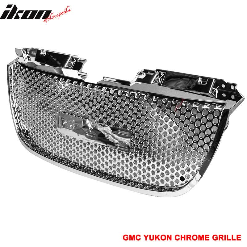 2007-2014 GMC Yukon Chrome Round Hole Mesh Style Upper + Lower Grille