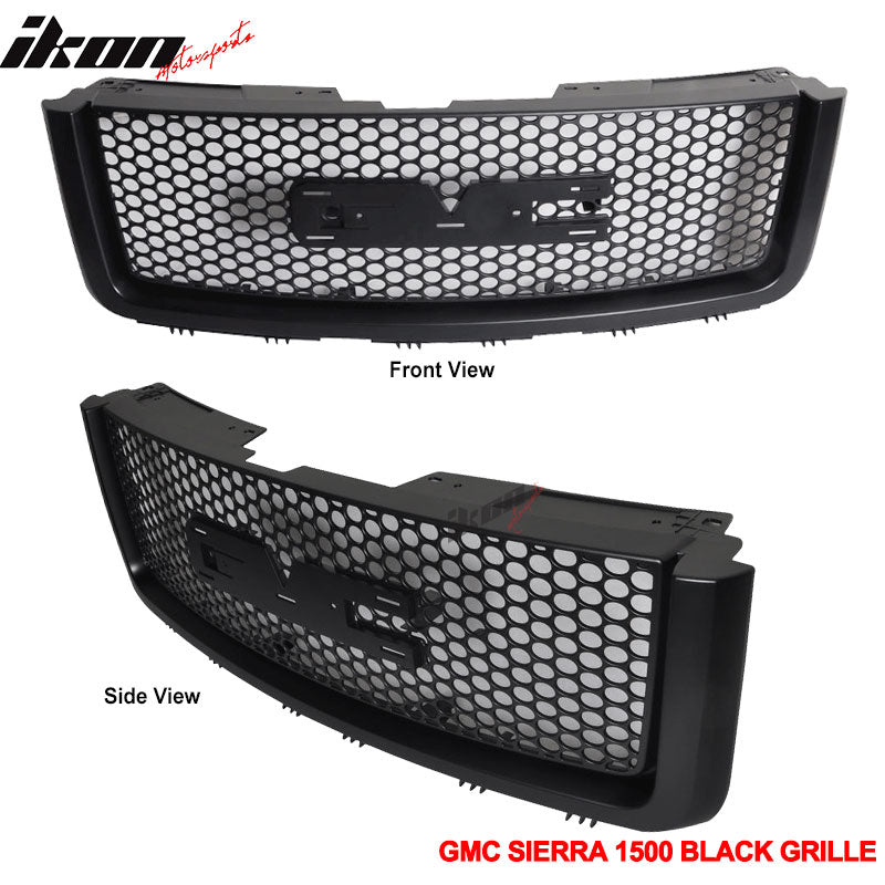 2007-2013 GMC Sierra 1500 2500 Light Duty Black Mesh Front Grille ABS