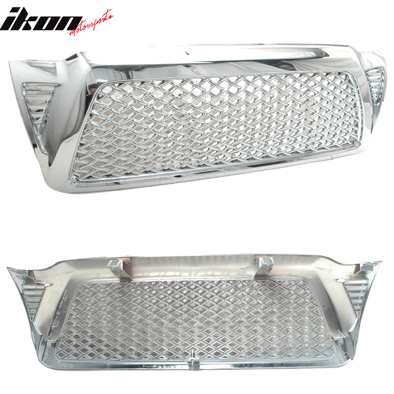 Fits 05-11 Tacoma Chrome Replacement Front Hood Bumper Mesh GrilleABS