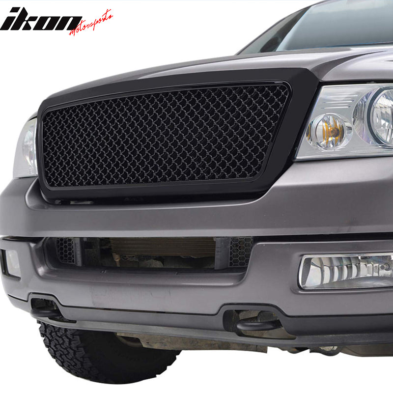 2004-2008 Ford F150 All Black Mesh Style Front Bumper Hood Grille ABS