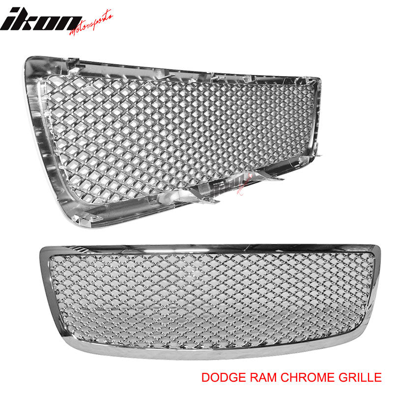 2009-2011 Dodge Ram Hood Grille Z Mesh Style ABS Chrome Plated Mesh
