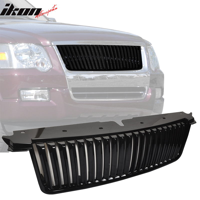 2006-2010Â Ford Explorer Vertical Style Black Front Bumper Grille ABS