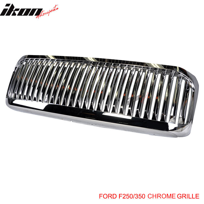 1999-2004Â Ford F250 F350 Excursion Vertical Hood Grill Grille Chrome