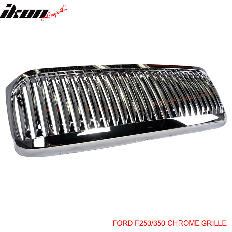 1999-2004Â Ford F250 F350 Excursion Vertical Hood Grill Grille Chrome