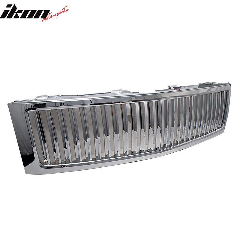 2007-2013 Chevy Silverado 1500 Front Vertical Hood Grille Chrome ABS