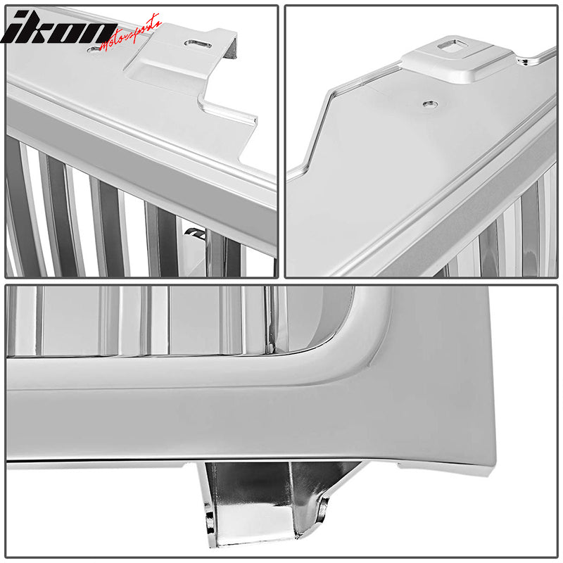 2007-2013 Chevy Silverado 1500 Front Vertical Hood Grille Chrome ABS