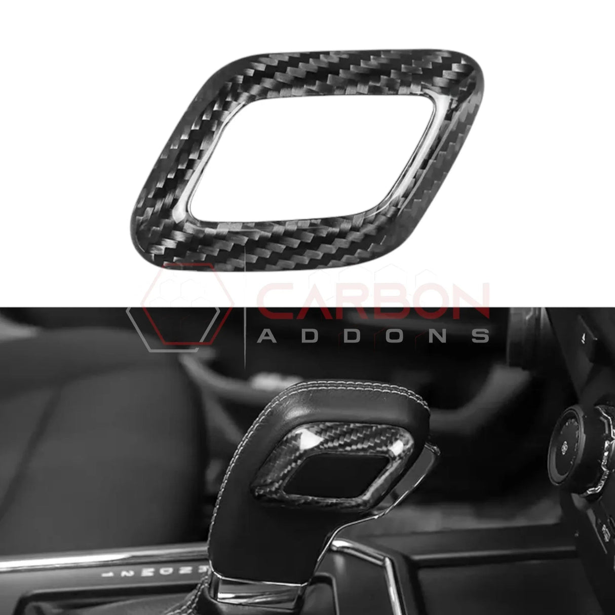 F150 2015-2020 Shift Knob Chrome Trim Delete Carbon Fiber Cover