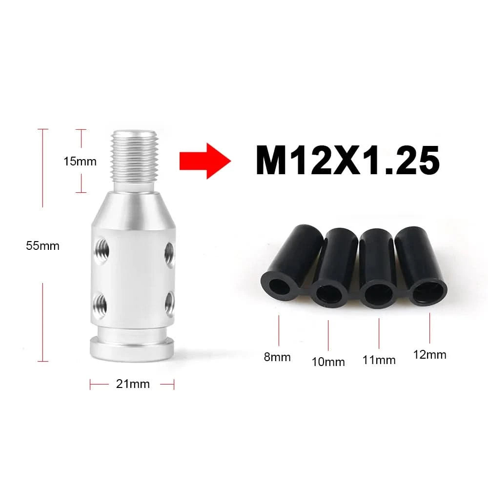 Universal Manual Gear Shift Knob Adapter – Aluminum M10x1.5 & M12x1.25 Thread Conversion Kit