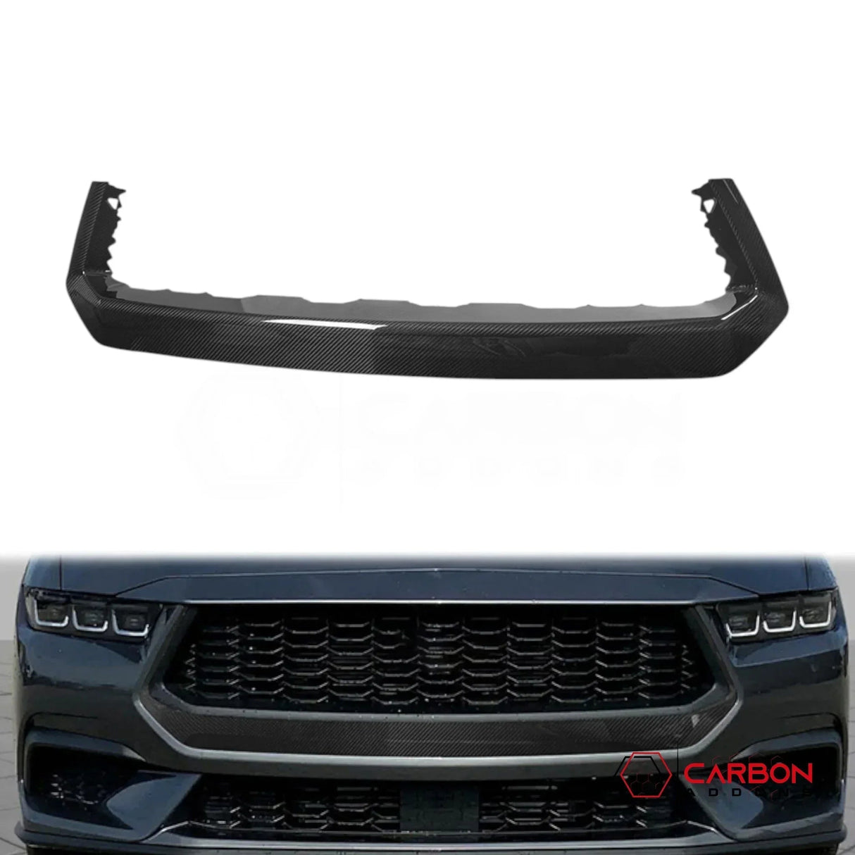 Real Carbon Fiber Front Bumper Upper Trim Covers for 2024+ Ford Mustang EcoBoost
