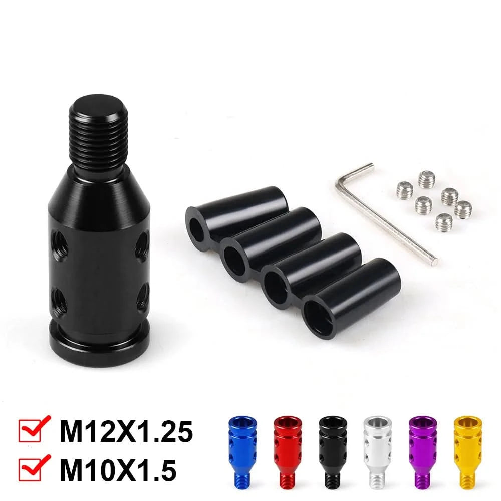 Universal Manual Gear Shift Knob Adapter – Aluminum M10x1.5 & M12x1.25 Thread Conversion Kit