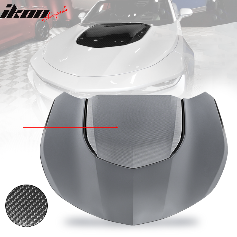 2016-2024 Chevy Camaro ZL1 Black Car Hood Guards Aluminum CF