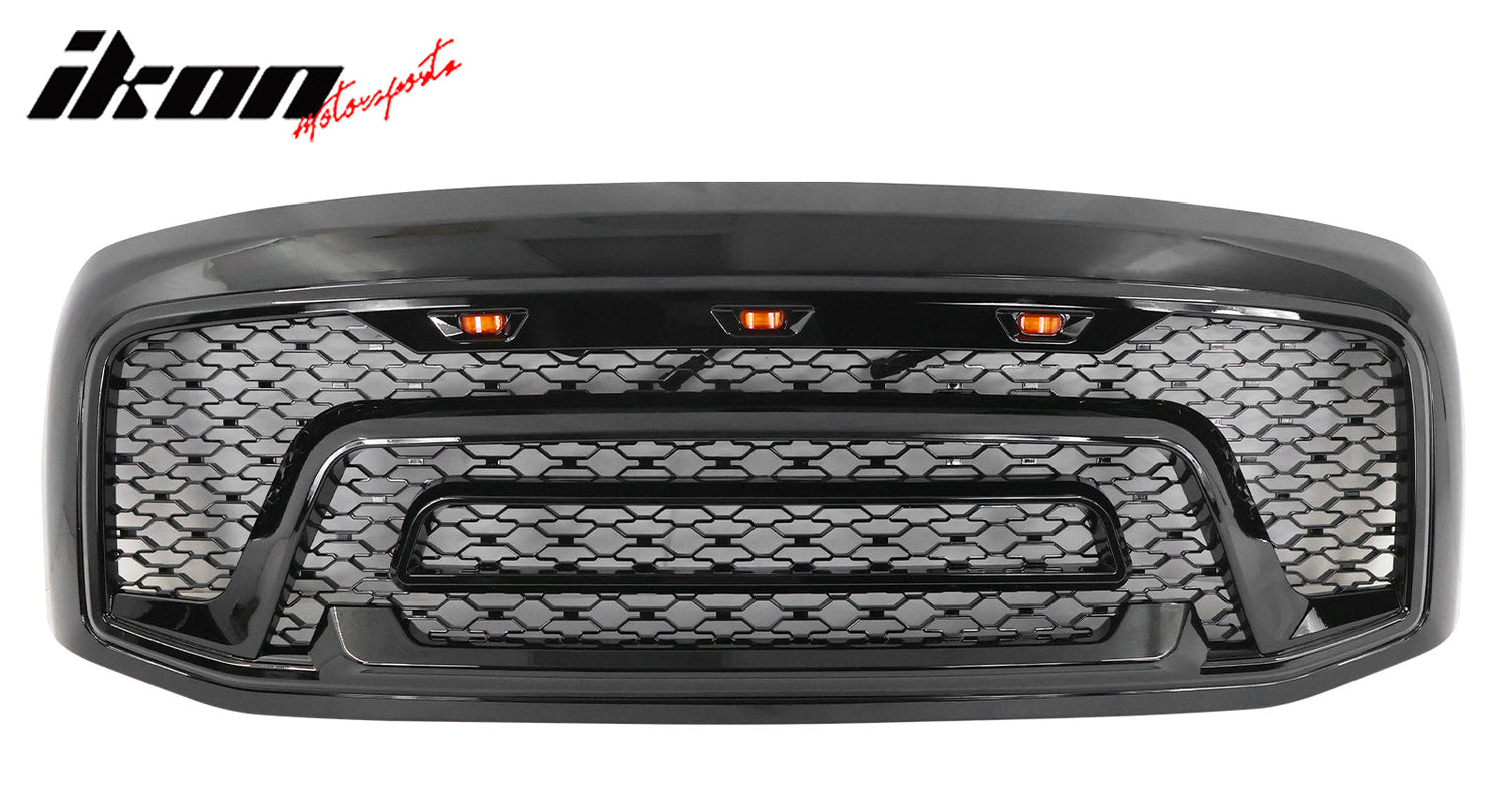 2006-2009 Dodge Ram 1500 2500 3500 Black Grille W/Signal Light